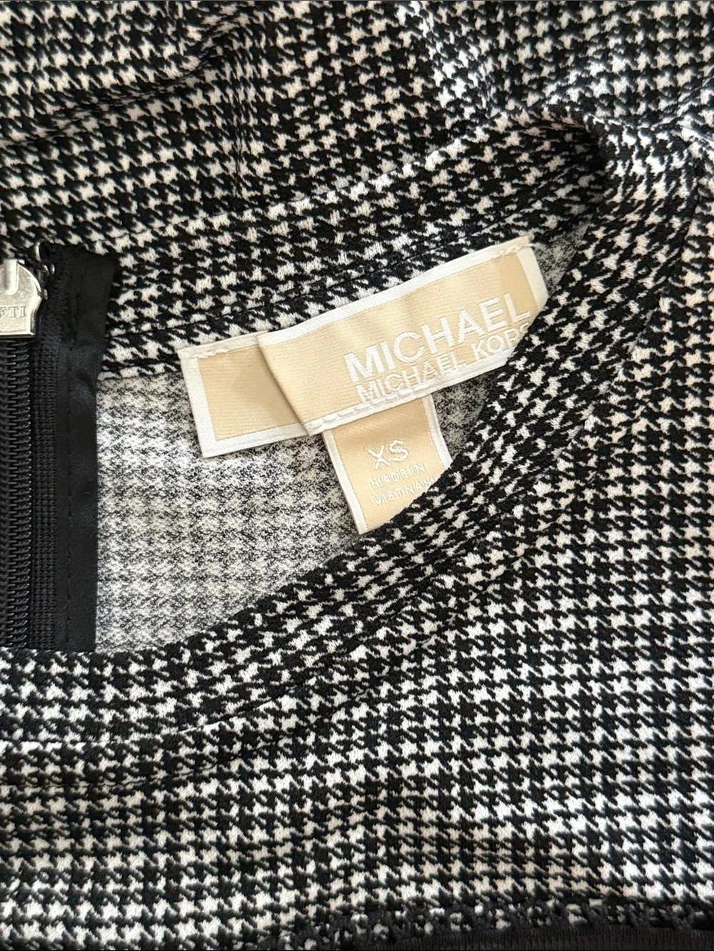 Michael Kors Short-Sleeve Black White Mesh Combo Cocktail Dress